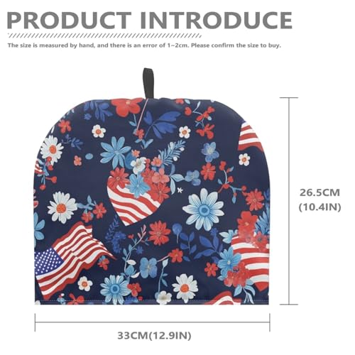 Image of Eucalyptus Flower USA Flag Teapot Cozy Tea Cozies Insulated Keep Tea Warm Teapot Dust-Proof Cover for Patriotic July 4th Independence Day Decor