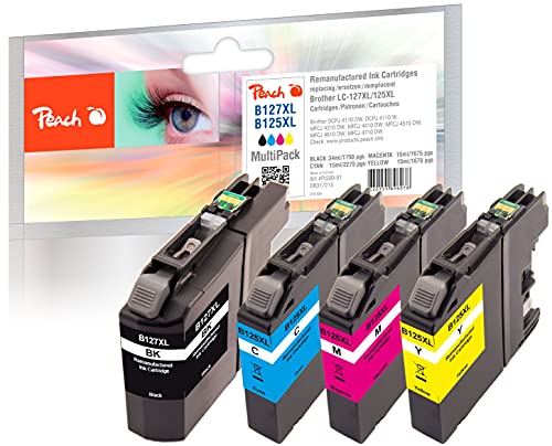 Peach pi 500-91 économique de 4 cartouches d'encre équivalent de brother lC-lC - 127XL 125XL