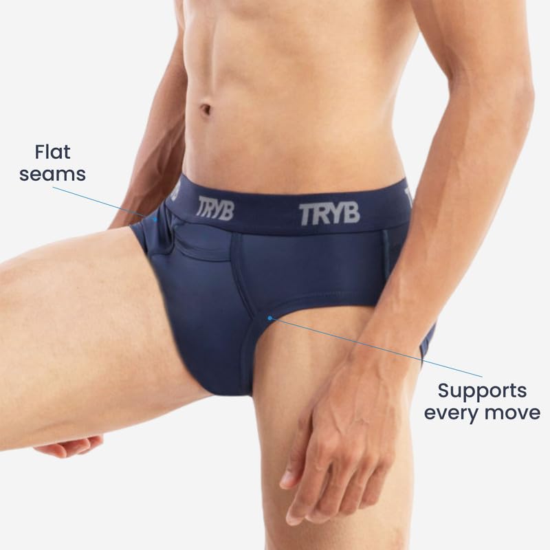 Image of TRYB Supporter for Cricket | Sports Underwear for Men | Stretchable Active Supporter Briefs | Pouch for Abdominal Guard | Light Weight, Breathable & Quick Dry | Gym Sports Innerwear Brief