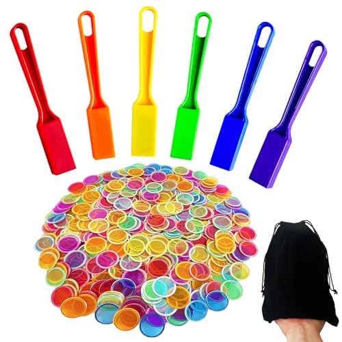 SEETOOOGAMES Magnetic Bingo Chips Wands - 6 Color 600 Metal Chips with 6 Wands for Classroom
