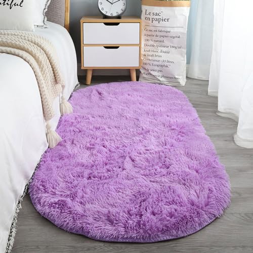 SBJKLYRN Carpeting Anti Slip -Modern Super Soft Thick Pile Fluffy Shaggy Rug Non Shedding Light Luxury Minimalist Style Soft Touch Rug For Living Room Plush Carpet(Purple,50 * 120cm)