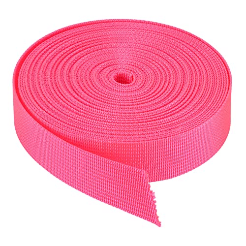 Image of MECCANIXITY Flat Nylon Webbing Strap 1 Inch 10 Yards Neon Red for Backpack, Luggage-rack