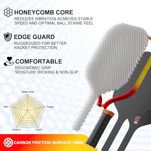 Image of DGYGQ Pickleball Paddles with Polypropylene Honeycomb Core, T700SC Power Carbon Fiber Pickleball Paddle, Increased Power for Ultimate Spin & Consistency