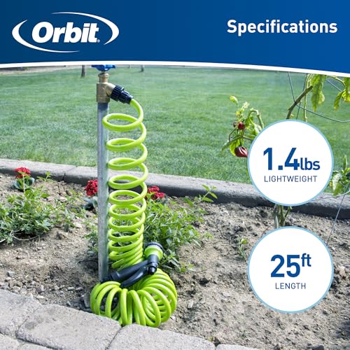 Orbit Coil Garden Hose, 25 ft, with 8-Pattern Nozzle, Green - 26380 - image 5