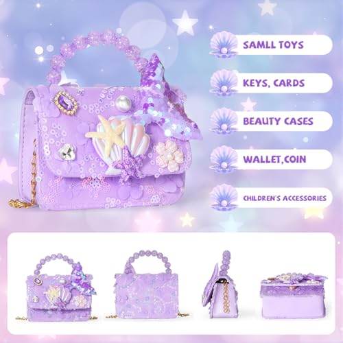 Image of PATPAT Cartoon Bunny Floral /Mermaid Sling Bag for Girls, Fashion Cute Hand Bag for Girls Shoulder Stylish Gifts Kids Age 3-8 Purse Cross Body Woman, 12.5x4.5x11cm / 14x5x11cm
