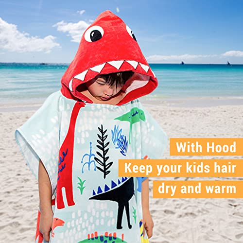 Bangsaur Kids Beach Pool Bath Hooded Poncho Towel, 100% Cotton Surf Changing Towels Wrap, Baby Toddler Girl Boys 3-12 Years (Penguin,3-4Years/Height:33"-43";85-110Cm) #TOP2