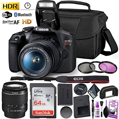 Canon Rebel T7 DSLR Camera with 18-55mm Lens Kit and Sandisk 64GB Ultra
