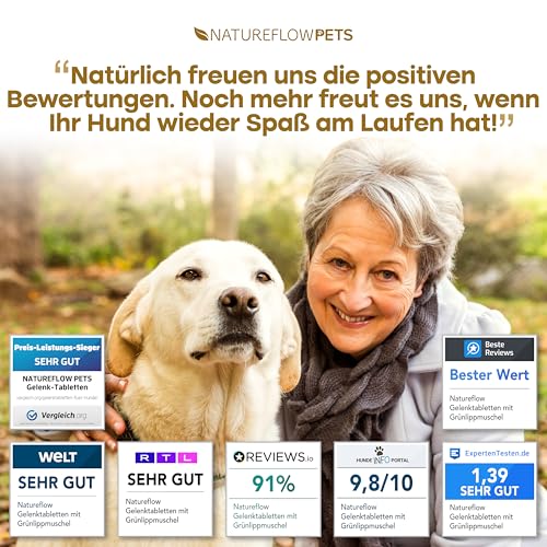 Gelenktabletten Hunde – Test SEHR GUT Made in Germany mit Grünlippmuschel, MSM und Teufelskralle - Keine Kapseln, hohe Akzeptanz Gelenktabletten Hund - 100 Stück