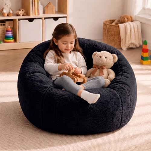 Image of HUGHEAVEN Kids Bean Bag Chair, Small Memory Foam Sofa, Ages 3+