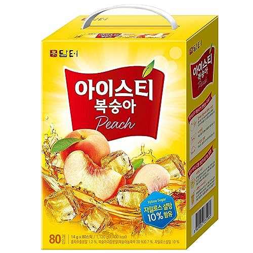 DAMTUH Peach Iced Black Tea Mix, Xylose Sugar, Single Serve 80 Sticks