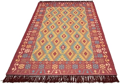 Image of Printed Rug Soft Floor Carpets with Anti Slip Backing for Living Room | Bedroom | Kids Room (Rust Multi, 4x6 Feet)