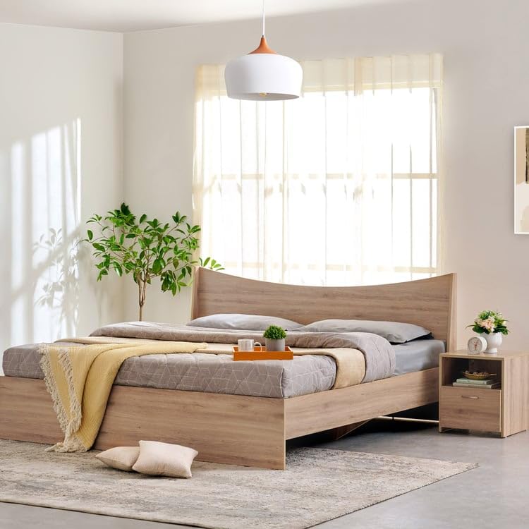 Image of Home Centre | Helios - Alton | Engineered Wood | Queen Beds | Oak | 1 Year Warranty