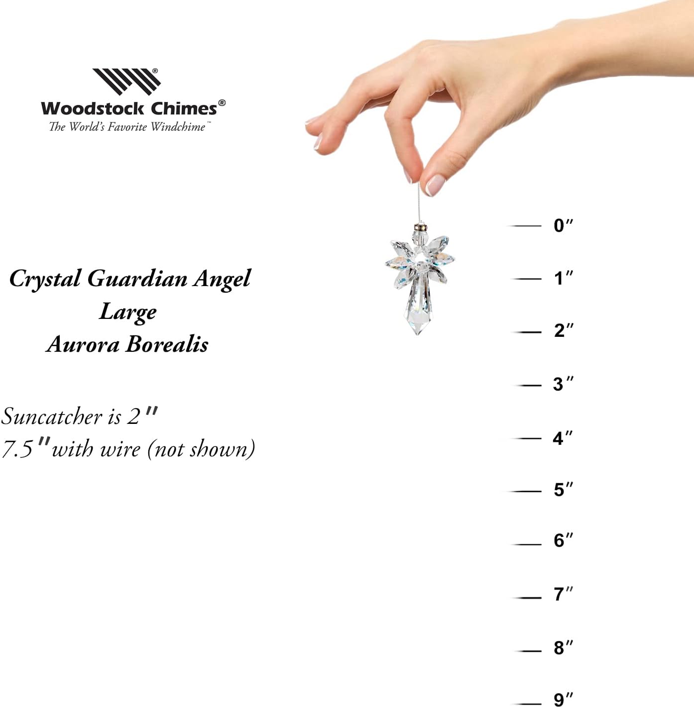 Woodstock Chimes Woodstock Rainbow Makers Collection, Crystal Guardian Angel, Large (2'') Aurora Borealis, Large Guardian Angels Crystal Suncatchers for Outdoor, Patio, Home or Garden Décor (CALAB)