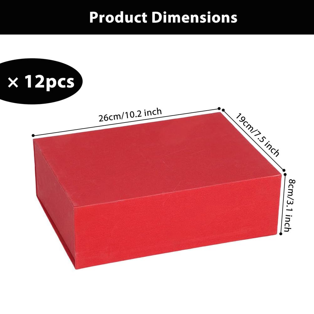 Confezione Da 12 Scatole Regalo 26×19×8 cm, Scatola Regalo Rossa Con Coperchio E Chiusura Magnetica Per Matrimoni, Natale, Halloween, Regali Di Compleanno