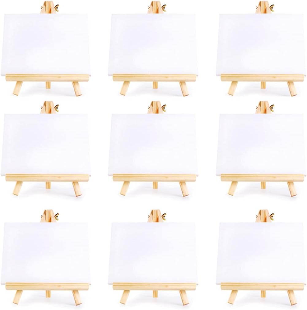 10 Set Artists Mini Canvas Set Painting Craft DIY Drawing Small Table Easel Gift