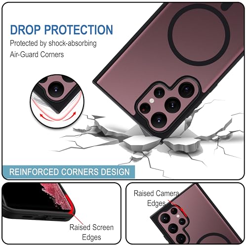 Image of CEDO Cover for Samsung Galaxy S22 Ultra (5G) | Compatible with MagSafe Wireless Charging | Designed with Magnetic Lock Shockproof Phone Bumper Transparent Back Case Cover (Black)