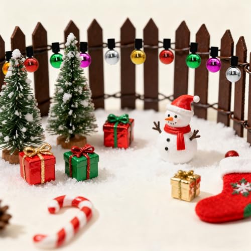 Weihnachten Miniatur-Gartenzaun Holzzaun Flexibler Miniatur-Zaun, 100cm*5cm Miniatur Zaun Gartenzaun Holz, verwendet für Miniaturlandschaft Puppenhaus Blumentopf Fee Garten Wichteltür dekoration