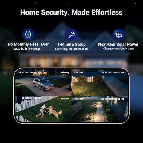 Image of ANSQUE Solar Powered 365-Day Battery Life Security Cameras Wireless Outdoor