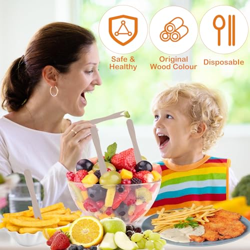 Miniatura 4 de 400 Piezas Tenedores Desechables Madera,Tenedor De Abedul,Tenedor De Fruta De Madera,Natural Tenedores Pequeños Cubiertos Para Cumpleaños, Fiestas, Camping Y Picnics 8,5 X 1 Cm