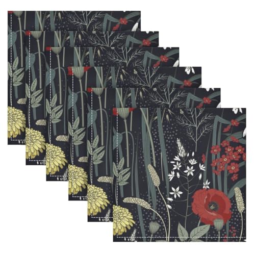 Set de 6 servilletas de tela con flores de poliéster 20x20 pulg miniatura 2