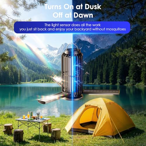 Image of TYPEC 2 Pack Solar Bug Zapper, 3 Solar Charging Panels, 4200V Mosquito Zapper, Auto On /Off LED Light, IP67 Waterproof, USB-C & Solar Powered, Indoor Outdoor Insect Killer for Yard Patio Garden