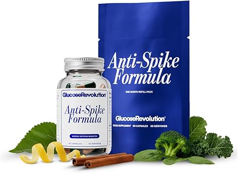 Anti-Spike Formula by The Glucose Goddess - 2-Month Supply 1 Bottle + 1 Refill Pouch, Supports Healthy Blood Sugar Levels Already Within Normal Range, Vegan, Gluten-Free