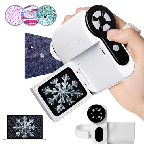 Image of LongReal 1000X Handheld Microscope for Kids with 2'' LCD Screen 6 Adjustable LED Lights Portable Microscope USB to PC