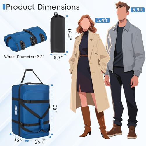 FREEAMG 120L Foldable Rolling Duffel Bag with 3 Wheels and Handle (30 inch) by FREEAMG - Used condition - Image 2
