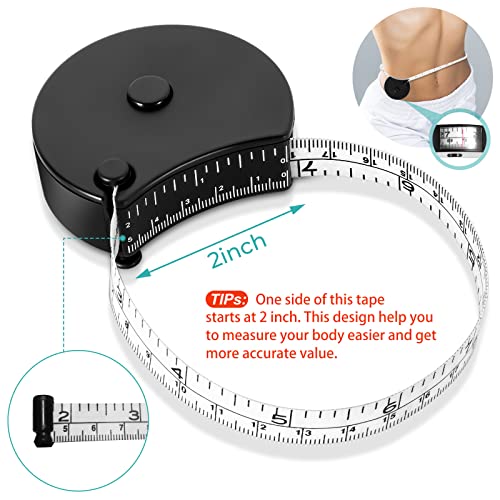 Body Tape Measure, Body Measuring Tape For Weight Loss, Fitness, Bodybuilding. Lock Pin, Retractable Soft Sewing Tape For Tailors, Measures Body Part Circumferences By Single Hand, 60Inch/150Cm, 3 Pcs #TOP5