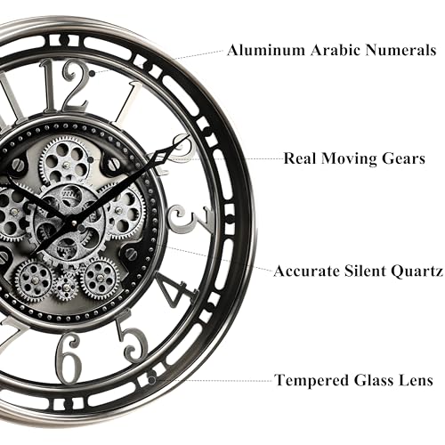 CLXEAST Moving Gear Wall Clock