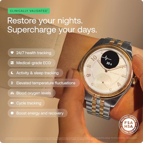 Image of WITHINGS Scanwatch Nova Brilliant - Health Hybrid Smart Watch for Men & Women - SPO2, Temperature Monitoring, Sleep, Respiratory Health, Cycle Monitoring, 30-Day Battery Life, Apple iOS /Android