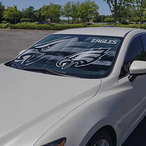 Image of Fanmats NFL Windshield Sun Auto Shade, Sun Shield Sun Visor Accordion tri-fold for Storage 59 inch x 29.5 inch, Colorful Team Design