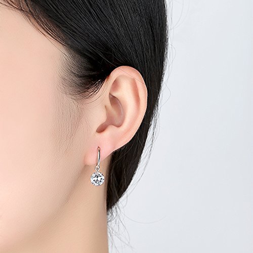 Fu You 925 Sterling Silber Ohrhänger mit Zirkonia Ohrringe Hängend für Damen