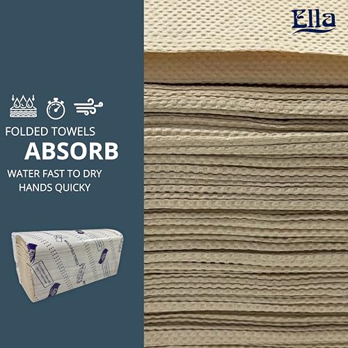 Image of ELLA Brown Multi Fold Tissue Paper I Soft Sustainable Absorbent Durable I Perfect For Commercial Office Home Use I 10 Packs Of 130 Sheets I Free Check Duster Cloth