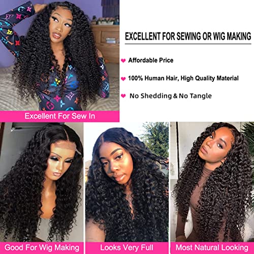 Deep Wave Bundles With Closure Human Hair (24 26 28 30+22 Closure) Curly Bundles And 4X4 Lace Closure 100% Brazilian Virgin Remy Hair Deep Curly Bundles Hair Extension Double Weft Natural Color #TOP3
