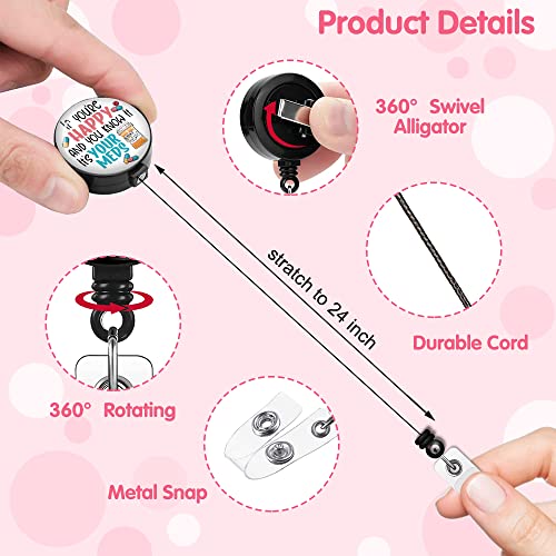 Rzhv If You're Happy And You Know It It's Your Meds Retractable Badge Reel With Alligator Clip, Funny Pills Id Card Badge Holder Gift For Pharmacy Office Worker Boss Nurse Doctor Therapist Crna Rn #TOP2