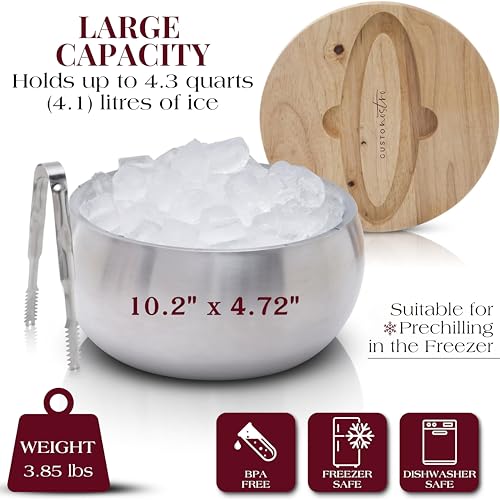 Gusto Nostro 4.1L Insulated Ice Bucket with Lid and Tongs, Double Wall Stainless Steel Ice Bucket Large, BPA Free Ice Bucket for Cocktail Bar, Keeps Champagne, Wine, Beer Chill for Parties - Image 6