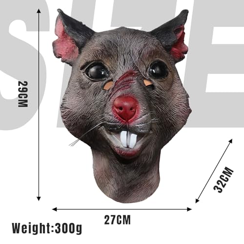 shayulajiao Rattenmaske | Halloween Horror-Maske aus Latex – Tierkostüm-Vollkopfmaske für Karneval, Fasching,Paraden & Parties