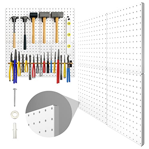 Hogurity Peg Board, 4 Pack Metal Pegboard Panels White Pegboards Wall Organizer with Bent Frame Large Heavy Duty Peg Board for Walls Home, Garage Tool Storage, Office Organization, Craft Room, Kitchen by Hogurity - Used condition - US$28.02