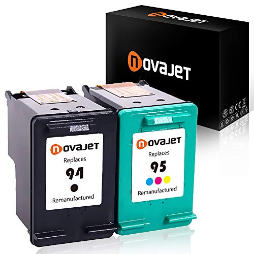 Novajet Remanufactured for HP 94 95 Ink Cartridge Replacement C8765WN C8766WN Compatible with Deskjet 460 5740 6540 9800 Officejet 6200 (1 Black 1 Tricolor)