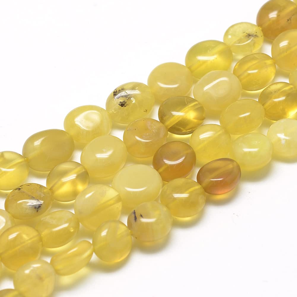 Spritewelry 30~45pcs/strand Natural Yellow Opal Beads 8-15mm Healing Gemstone Oval Loose Beads for Jewellery Making Bracelet Crafting Hole: 1mm