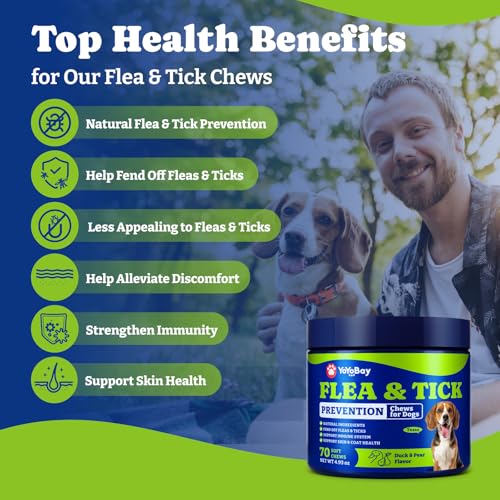 Image of Flea and Tick Prevention for Dogs Chewable - 70 Soft Chews, Duck & Pear Flavor - Dog Flea and Tick Treatment Chewable, Natural Defense- Dog Immune Support Supplement