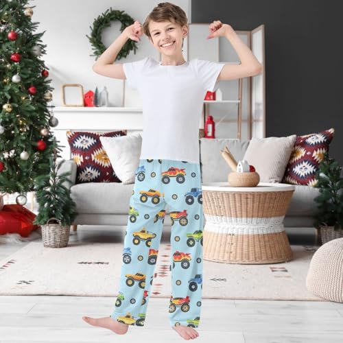 Boy's Pants Monster Truck Various Vehicle Jogger Pants Elastic Waist Long Bottoms Trousers with Pockets 6-14 Years2