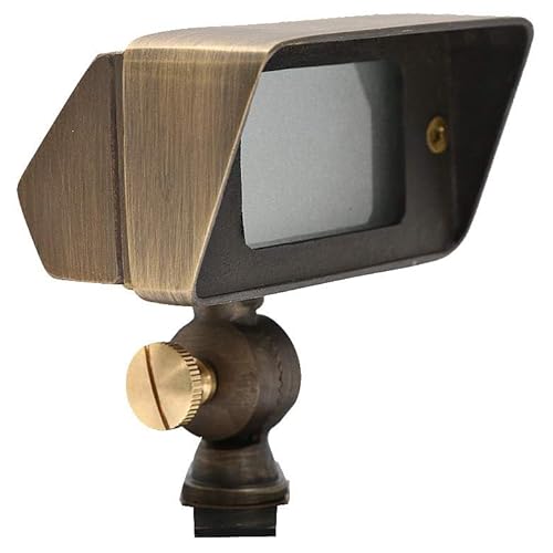 Brass Rectangular Wall Washer Flood Light – Low Voltage 12V Outdoor Landscape Light for Signs, Walls, and Plants – G4 LED Bulb Included – Compact, Weather-Resistant Design
