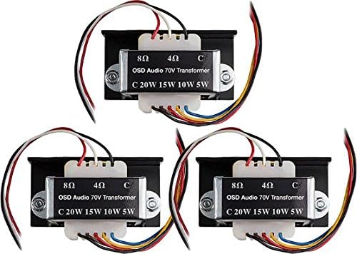 OSD Audio Commercial 70V Transformer for Speakers, 20W, 15W, 10W, 5W (1, 3, (3 Pack)