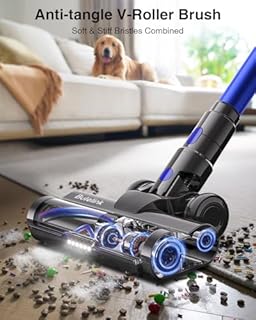 600W 50kPa 65Mins Cordless Vacuum Cleaner, 1.6L Self-Standing Anti-Tangle Vacuum cleaners for Home with OLED Touch Screen, Wall-Mounted Charging, Upright Vacuum for Pet Carpet Car Hardwood Floor