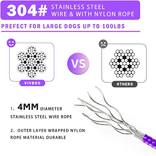 Vivboo Dog Tie Out Cable 10Ft/15Ft/20Ft/30Ft Dog Runner Cable For Training With Swivel Hook Green/Blue/Purple Dog Chains For Yard And Outside For Heavy Duty Dogs Up To 100Lbs #TOP1
