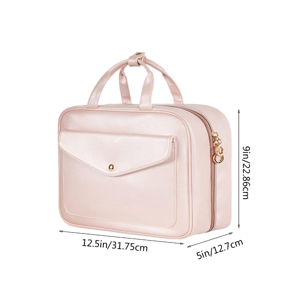 Damska kosmetyczka z haczykiem podróżna kosmetyczka organizer na przybory toaletowe wodoodporna torba do przechowywania Neceser łazienkowa torba na pranie, różowy, 31.75x12.7x22.86cm