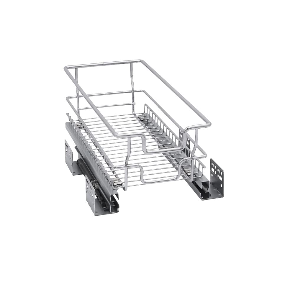 Solmer Ltd Polished Chrome Kitchen Cabinet Soft Close Runners Pull Out Wire Basket For 300 Or 1000 Mm Units (For 300Mm Unit)