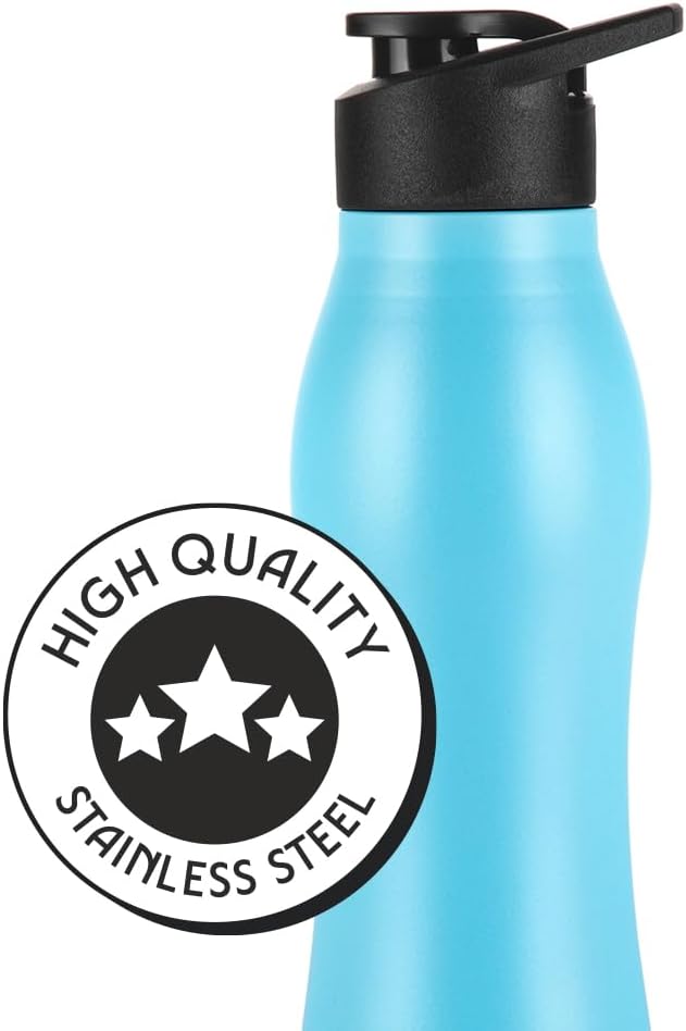 Borosil 950ml Grip Go Stainless Steel Water Bottle | Single Wall, Leakproof, BPA Free| Bottle for Office, School, College & Gym | Blue | 1 Year Warranty | Pack of 4